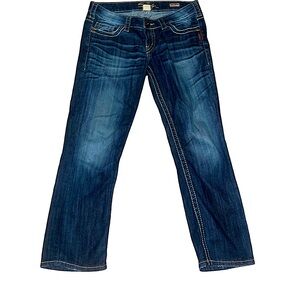 low rise silver capri jeans